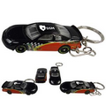 3"x1-1/4"x3/4" Nascar Diecast Keychain With Side Racing Graphics